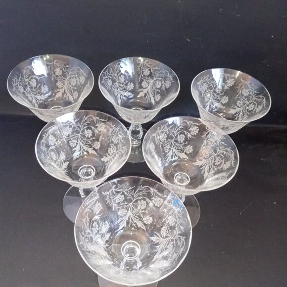 Vintage FOSTORIA "Heather" Crystal Wine Goblets -- Lot of 6 - Picture 2 of 7